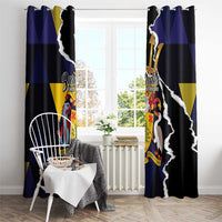 Barbados Emancipation Day Window Curtain Luxury Gold Trident - Wonder Print Shop