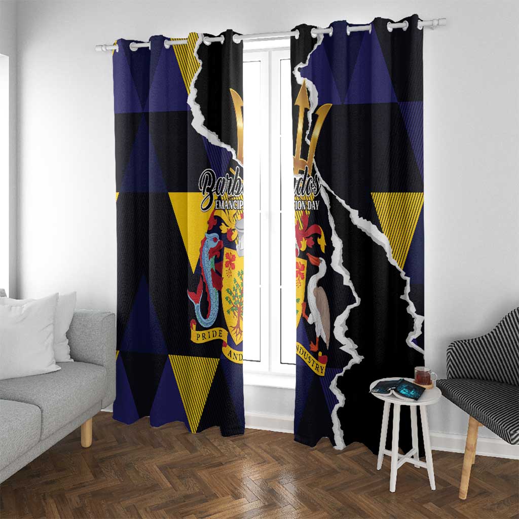 Barbados Emancipation Day Window Curtain Luxury Gold Trident - Wonder Print Shop