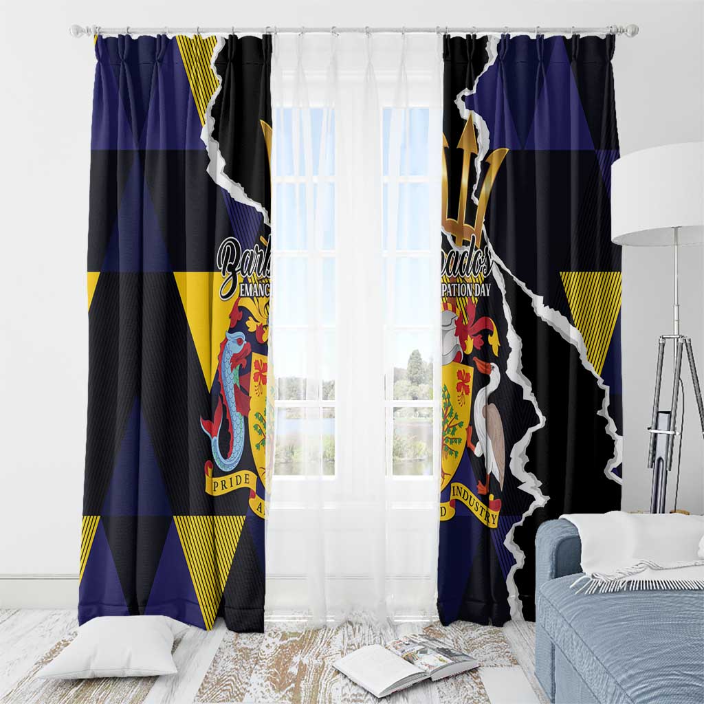 Barbados Emancipation Day Window Curtain Luxury Gold Trident - Wonder Print Shop