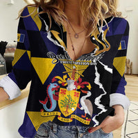 Personalized Barbados Emancipation Day Women Casual Shirt Luxury Gold Trident - Wonder Print Shop