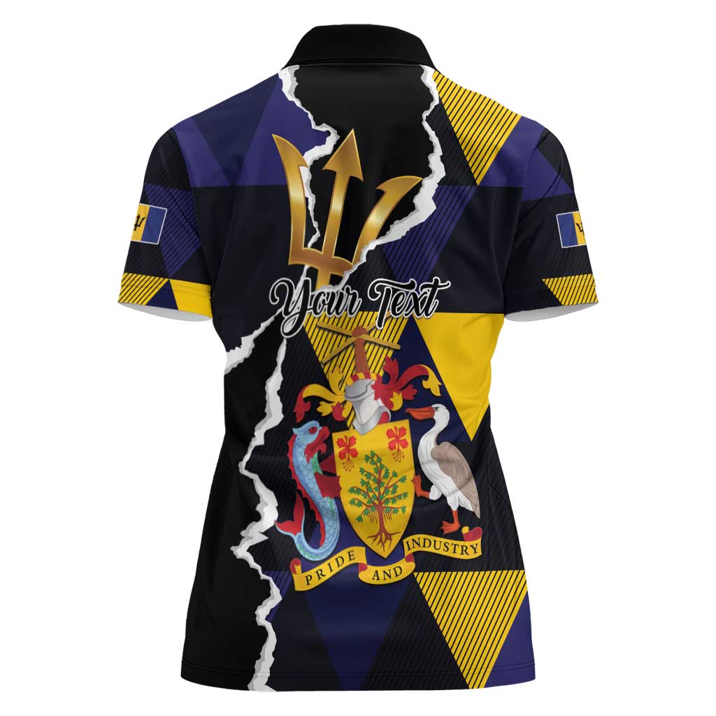 Personalized Barbados Emancipation Day Women Polo Shirt Luxury Gold Trident - Wonder Print Shop
