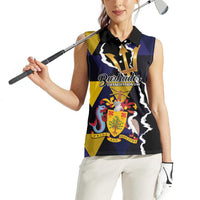 Personalized Barbados Emancipation Day Women Sleeveless Polo Shirt Luxury Gold Trident - Wonder Print Shop