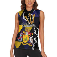 Personalized Barbados Emancipation Day Women Sleeveless Polo Shirt Luxury Gold Trident - Wonder Print Shop