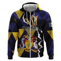 Personalized Barbados Emancipation Day Zip Hoodie Luxury Gold Trident - Wonder Print Shop