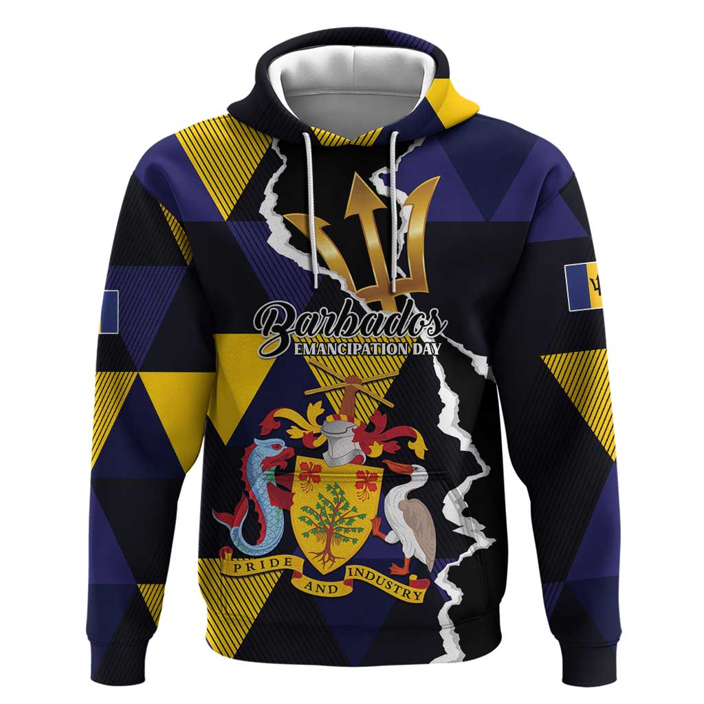 Personalized Barbados Emancipation Day Zip Hoodie Luxury Gold Trident - Wonder Print Shop