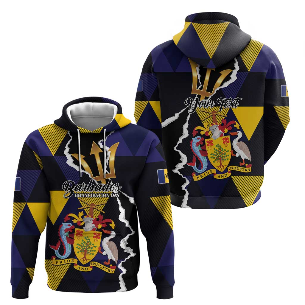 Personalized Barbados Emancipation Day Zip Hoodie Luxury Gold Trident - Wonder Print Shop