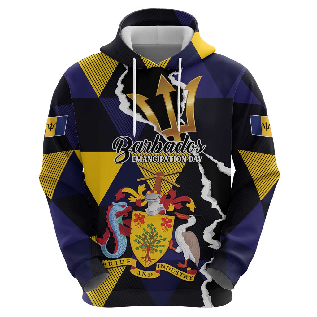 Personalized Barbados Emancipation Day Zip Hoodie Luxury Gold Trident - Wonder Print Shop