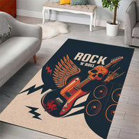Rock and Roll Skull Guitar Area Rug Welsh Dragon - Wonder Print Shop