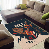 Rock and Roll Skull Guitar Area Rug Welsh Dragon - Wonder Print Shop