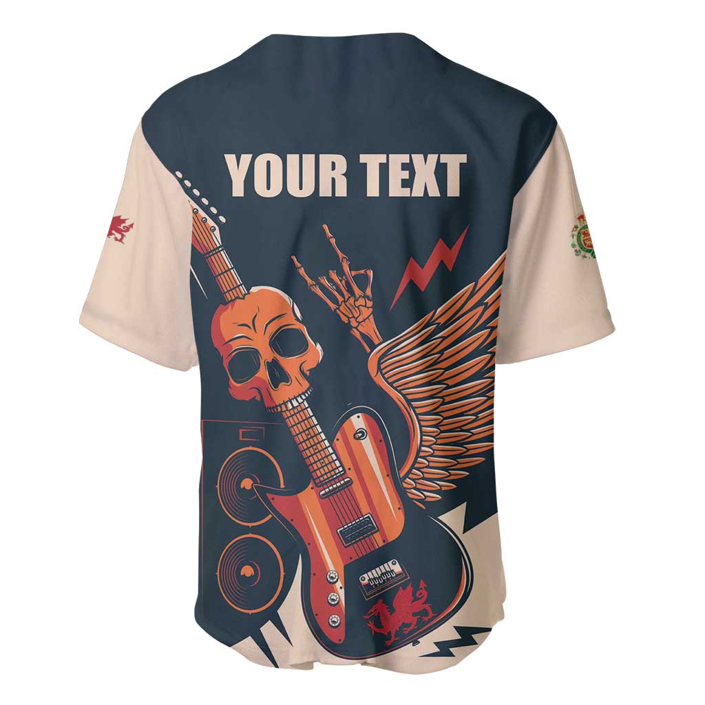 Rock and Roll Skull Guitar Baseball Jersey Welsh Dragon - Wonder Print Shop