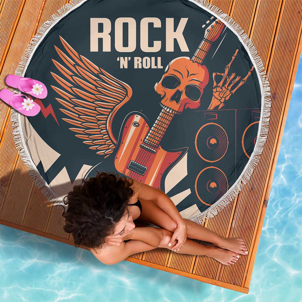 Rock and Roll Skull Guitar Beach Blanket Welsh Dragon - Wonder Print Shop