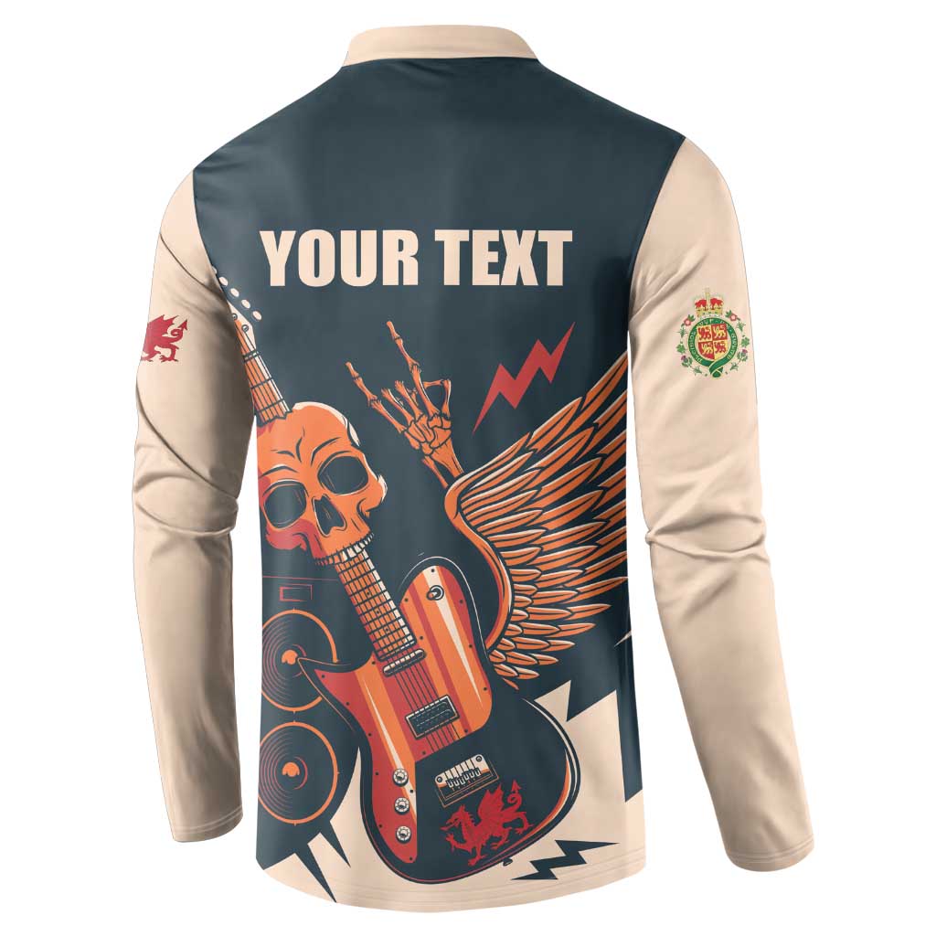 Rock and Roll Skull Guitar Button Sweatshirt Welsh Dragon - Wonder Print Shop