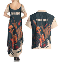 Rock and Roll Skull Guitar Couples Matching Summer Maxi Dress and Hawaiian Shirt Welsh Dragon - Wonder Print Shop