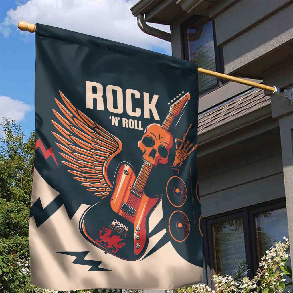 Rock and Roll Skull Guitar Garden Flag Welsh Dragon - Wonder Print Shop