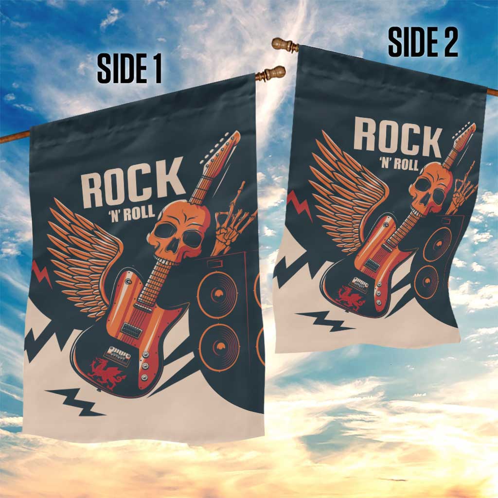 Rock and Roll Skull Guitar Garden Flag Welsh Dragon - Wonder Print Shop