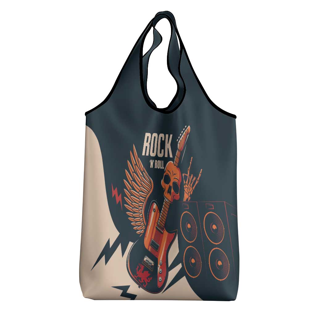 Rock and Roll Skull Guitar Grocery Bag Welsh Dragon