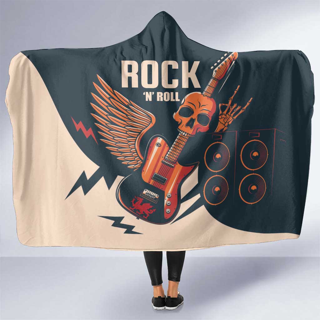 Rock and Roll Skull Guitar Hooded Blanket Welsh Dragon