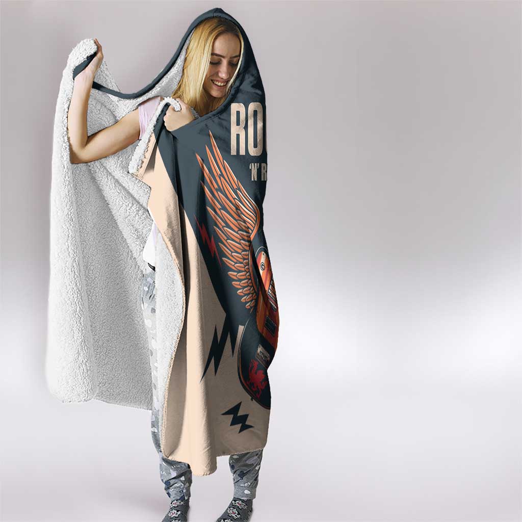 Rock and Roll Skull Guitar Hooded Blanket Welsh Dragon