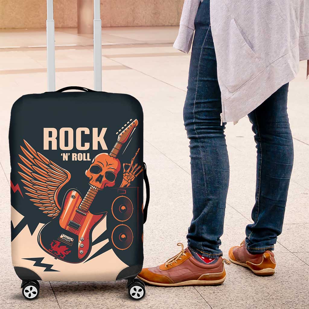 Rock and Roll Skull Guitar Luggage Cover Welsh Dragon - Wonder Print Shop
