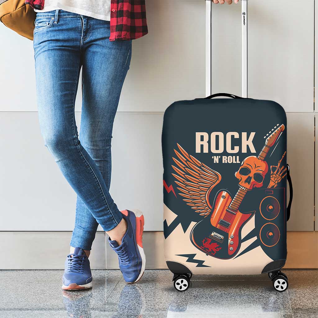 Rock and Roll Skull Guitar Luggage Cover Welsh Dragon - Wonder Print Shop