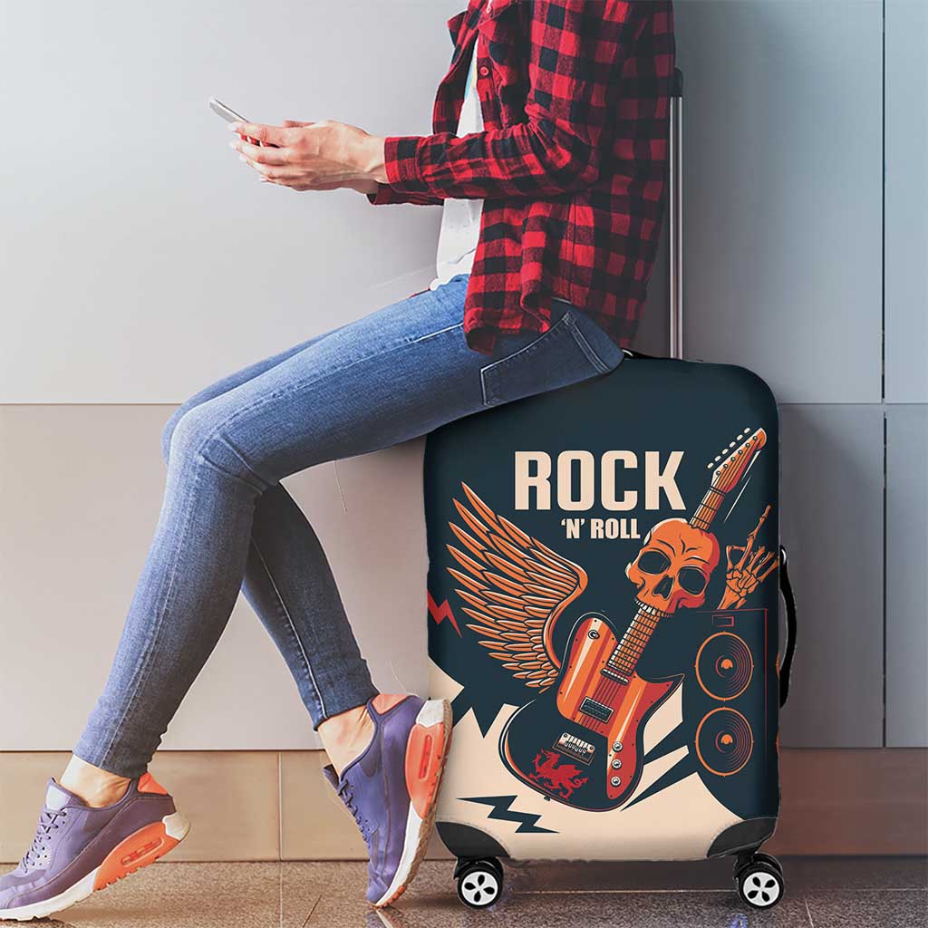 Rock and Roll Skull Guitar Luggage Cover Welsh Dragon - Wonder Print Shop