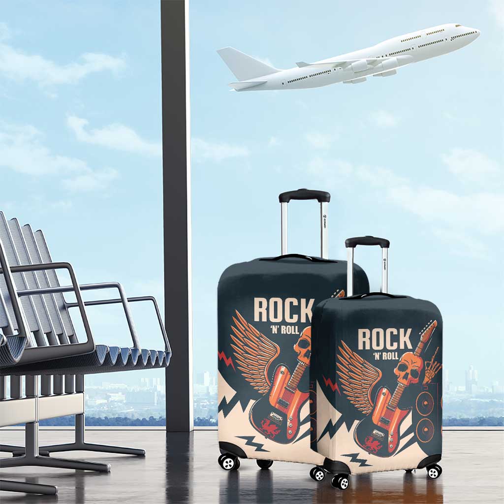 Rock and Roll Skull Guitar Luggage Cover Welsh Dragon - Wonder Print Shop