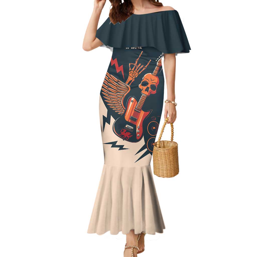 Rock and Roll Skull Guitar Mermaid Dress Welsh Dragon - Wonder Print Shop