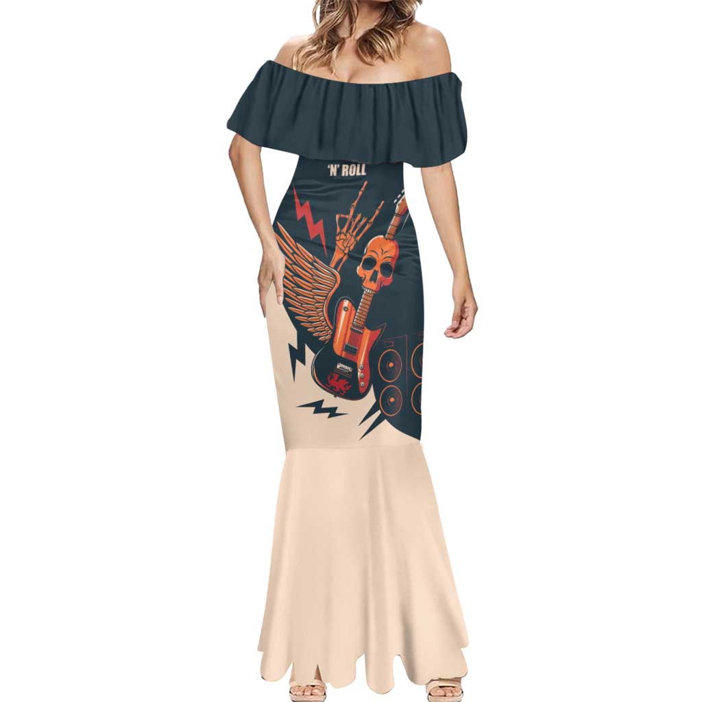 Rock and Roll Skull Guitar Mermaid Dress Welsh Dragon - Wonder Print Shop