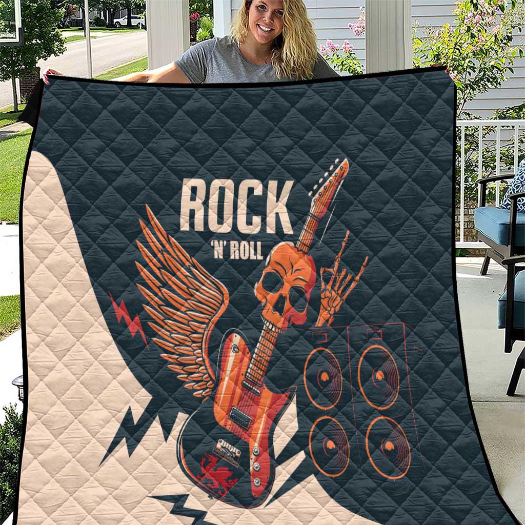 Rock and Roll Skull Guitar Quilt Welsh Dragon - Wonder Print Shop