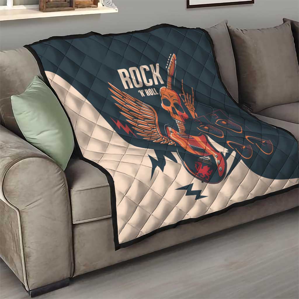 Rock and Roll Skull Guitar Quilt Welsh Dragon - Wonder Print Shop