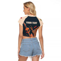Rock and Roll Skull Guitar Raglan Cropped T Shirt Welsh Dragon - Wonder Print Shop