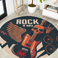 Rock and Roll Skull Guitar Round Carpet Welsh Dragon