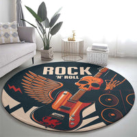 Rock and Roll Skull Guitar Round Carpet Welsh Dragon