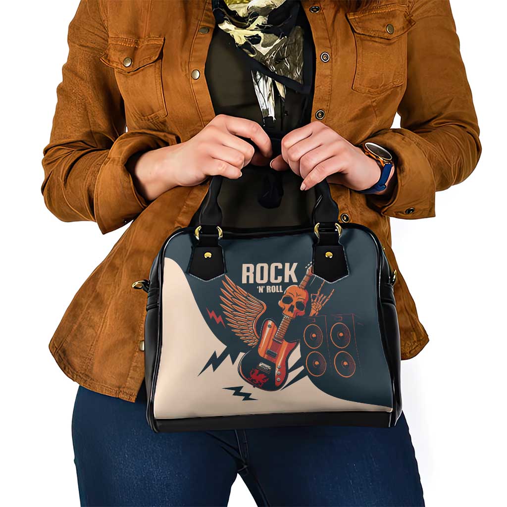 Rock and Roll Skull Guitar Shoulder Handbag Welsh Dragon