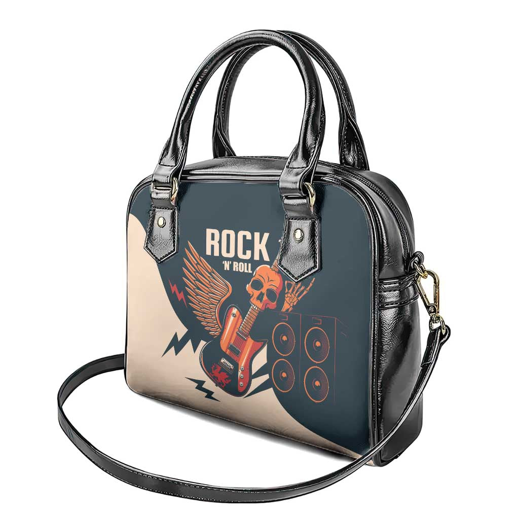 Rock and Roll Skull Guitar Shoulder Handbag Welsh Dragon