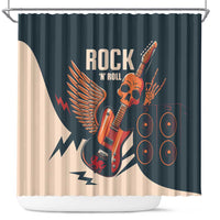 Rock and Roll Skull Guitar Shower Curtain Welsh Dragon