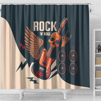 Rock and Roll Skull Guitar Shower Curtain Welsh Dragon