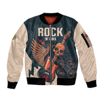 Rock and Roll Skull Guitar Sleeve Zip Bomber Jacket Welsh Dragon - Wonder Print Shop