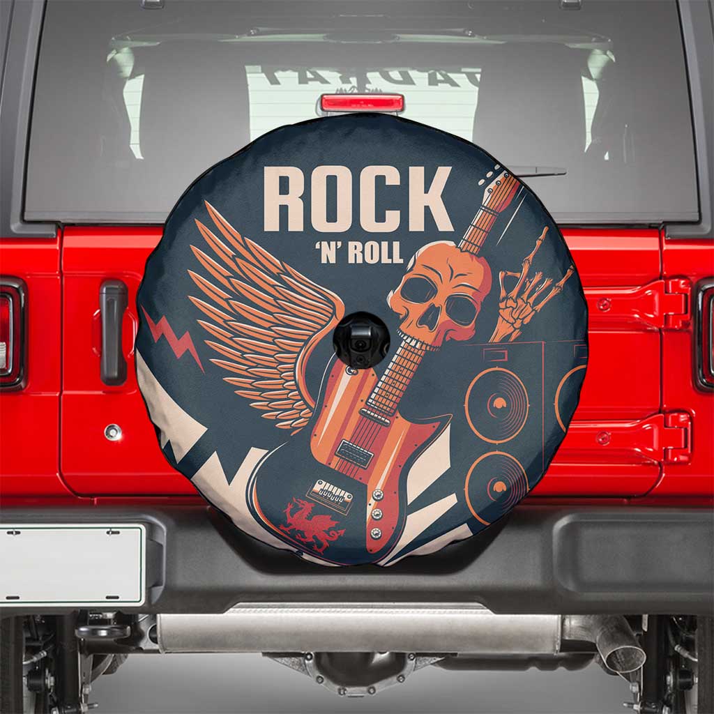 Rock and Roll Skull Guitar Spare Tire Cover Welsh Dragon - Wonder Print Shop
