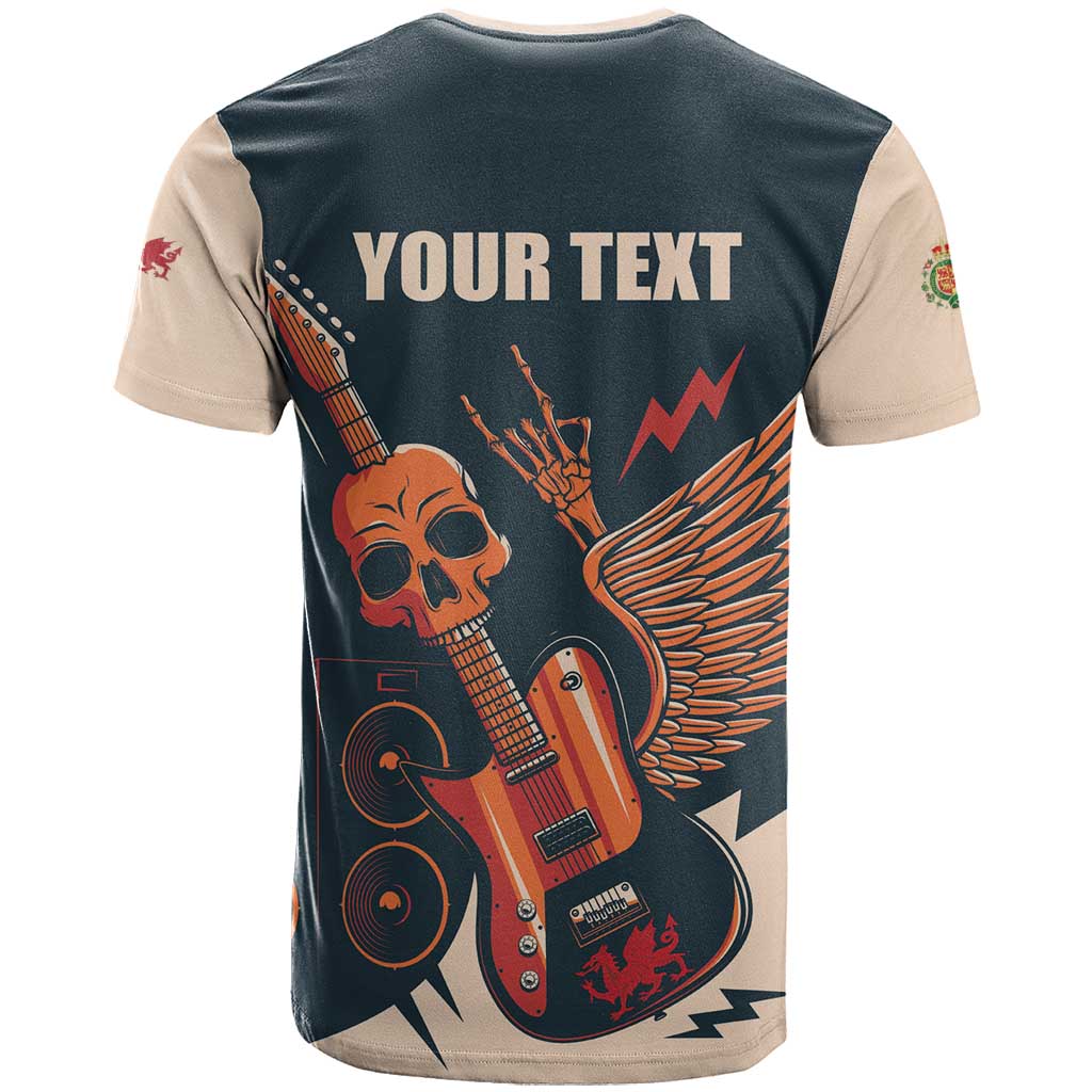 Rock and Roll Skull Guitar T Shirt Welsh Dragon - Wonder Print Shop
