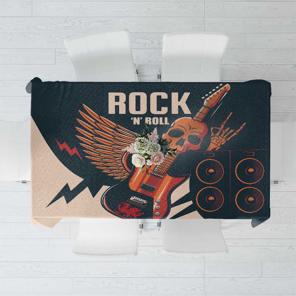 Rock and Roll Skull Guitar Tablecloth Welsh Dragon - Wonder Print Shop