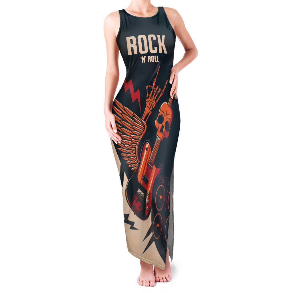 Rock and Roll Skull Guitar Tank Maxi Dress Welsh Dragon - Wonder Print Shop