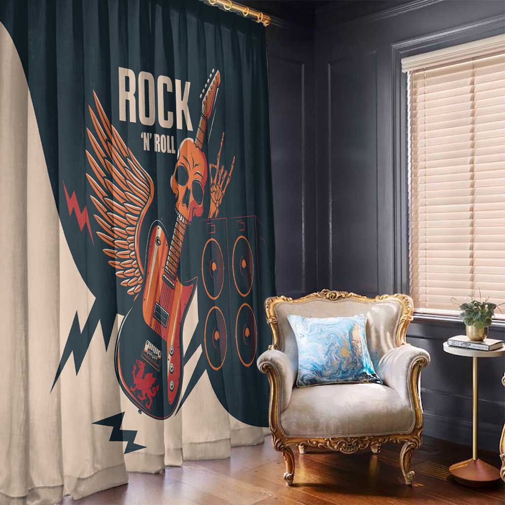 Rock and Roll Skull Guitar Window Curtain Welsh Dragon - Wonder Print Shop