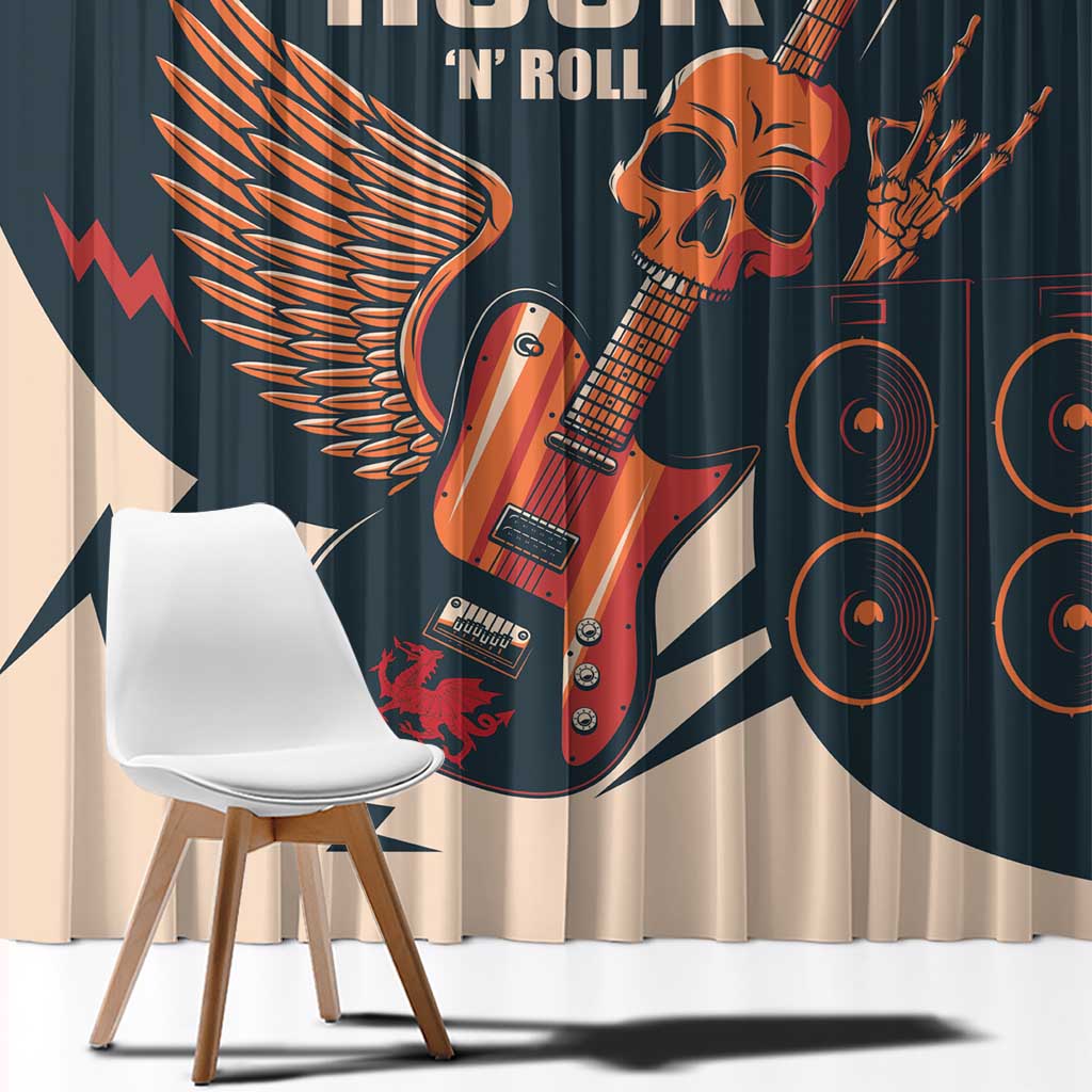 Rock and Roll Skull Guitar Window Curtain Welsh Dragon - Wonder Print Shop