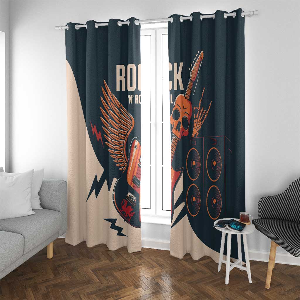 Rock and Roll Skull Guitar Window Curtain Welsh Dragon - Wonder Print Shop