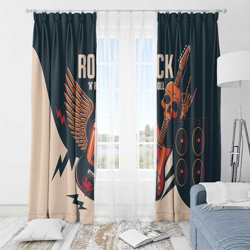 Rock and Roll Skull Guitar Window Curtain Welsh Dragon - Wonder Print Shop