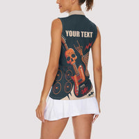 Rock and Roll Skull Guitar Women Sleeveless Polo Shirt Welsh Dragon - Wonder Print Shop