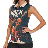 Rock and Roll Skull Guitar Women Sleeveless Polo Shirt Welsh Dragon - Wonder Print Shop