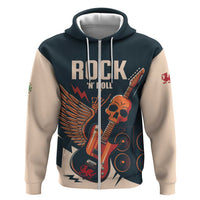 Rock and Roll Skull Guitar Zip Hoodie Welsh Dragon - Wonder Print Shop