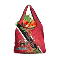 Trinidad and Tobago Grocery Bag Scarlet Ibis With Chaconia Flower